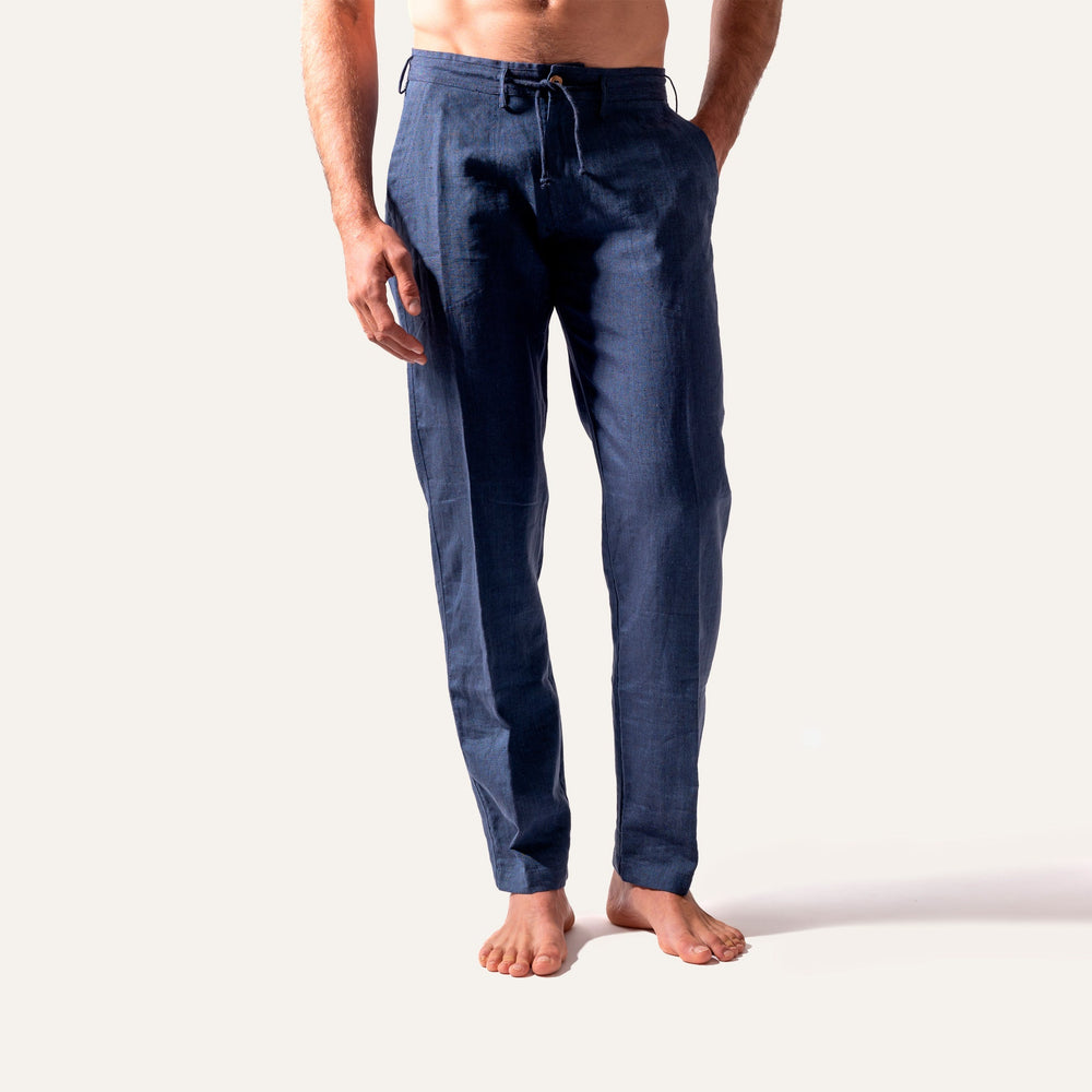 Linen Pants Navy - Pants_Man - KAMPOS
