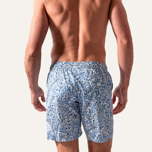 شورت سباحة طويل باللون الأزرق المرجاني