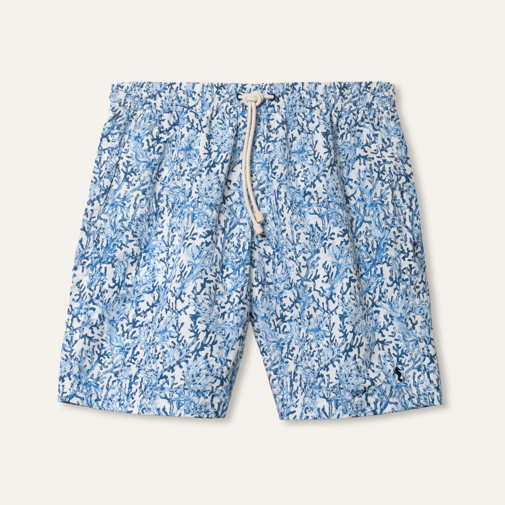 شورت سباحة طويل باللون الأزرق المرجاني