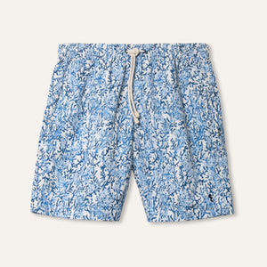 شورت سباحة طويل باللون الأزرق المرجاني