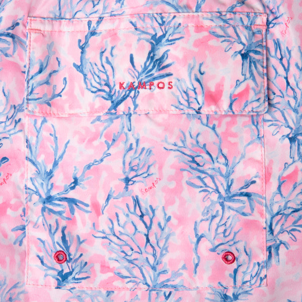 شورت سباحة طويل باللون الوردي المرجاني