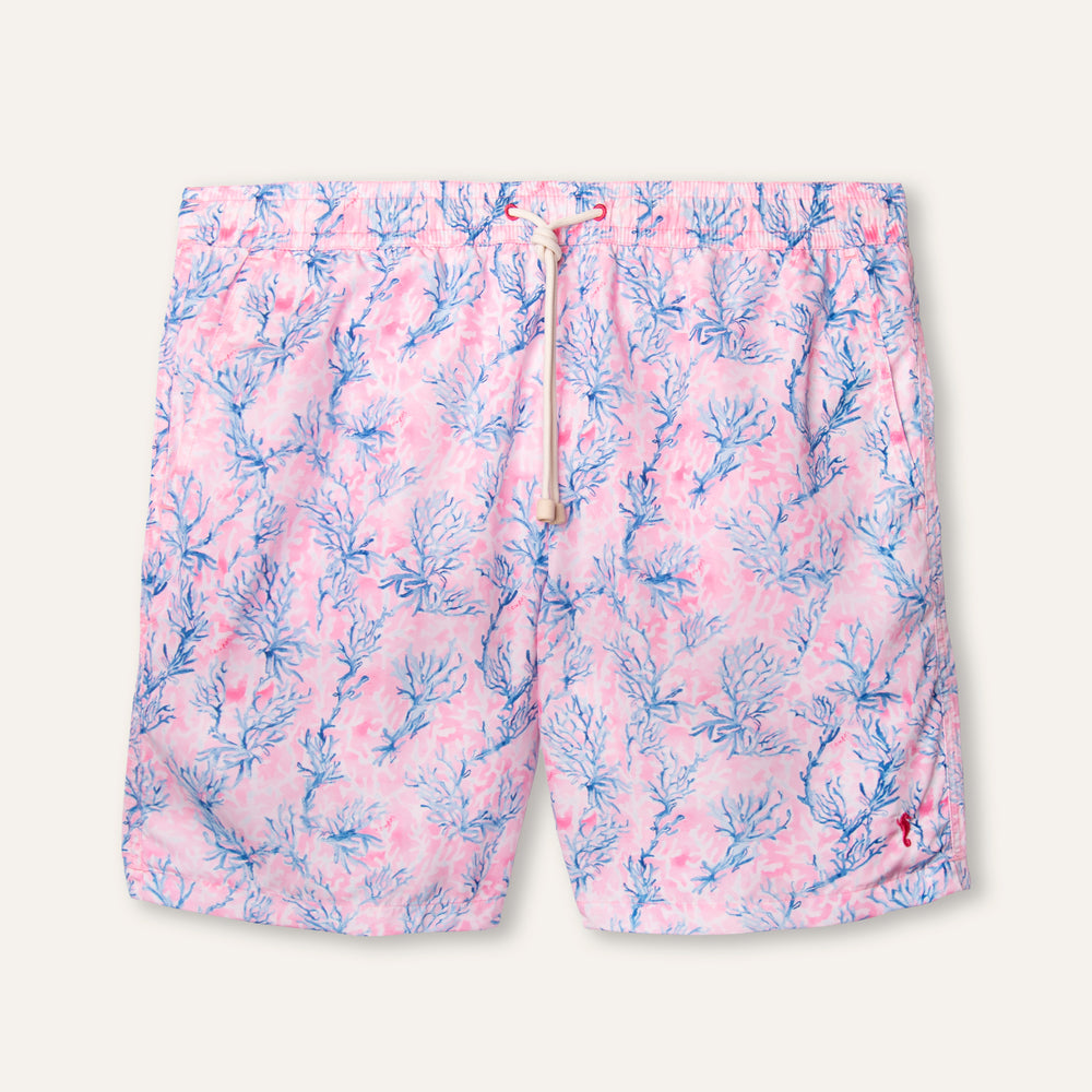 شورت سباحة طويل باللون الوردي المرجاني