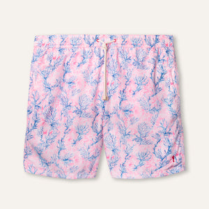 شورت سباحة طويل باللون الوردي المرجاني