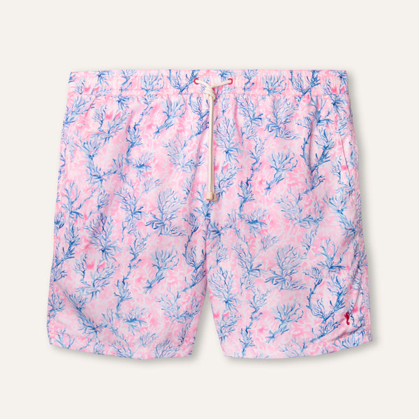 شورت سباحة طويل باللون الوردي المرجاني