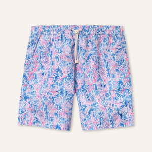 شورت سباحة طويل باللون الأحمر المرجاني