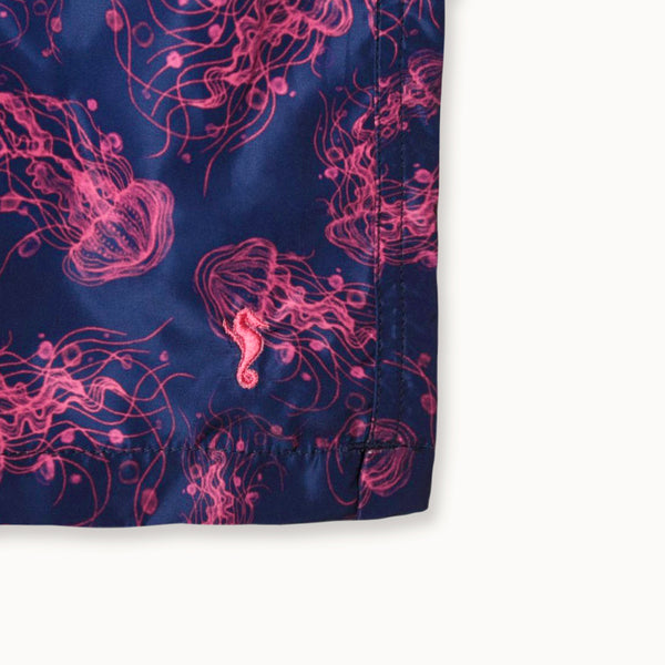 شورت سباحة طويل من قنديل البحر باللون الأزرق البحري