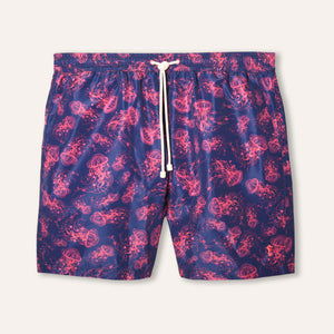 شورت سباحة طويل من قنديل البحر باللون الأزرق البحري